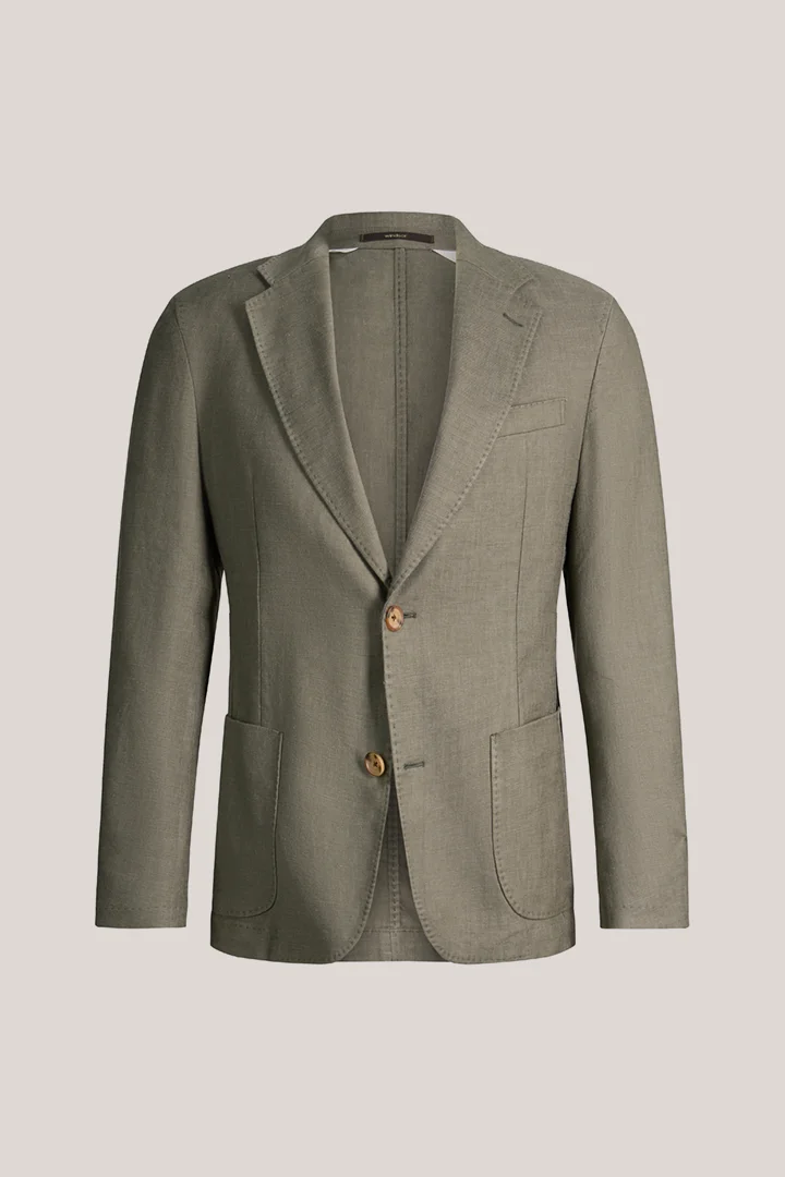 Giro modular linen-stretch blazer in olive
