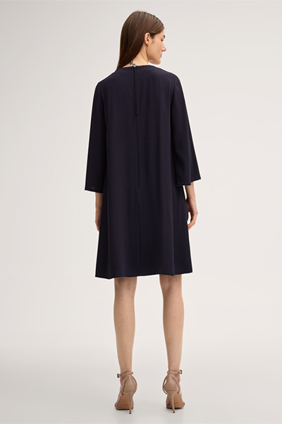 A-line Crêpe Dress in Navy