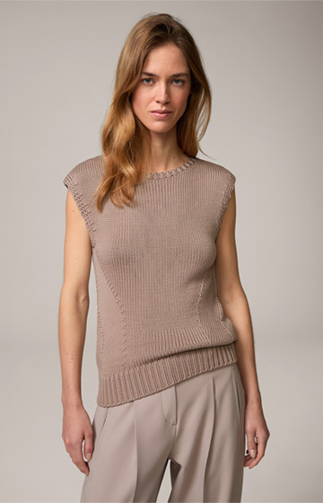 Viscose Mix Chunky Knit Top in Taupe
