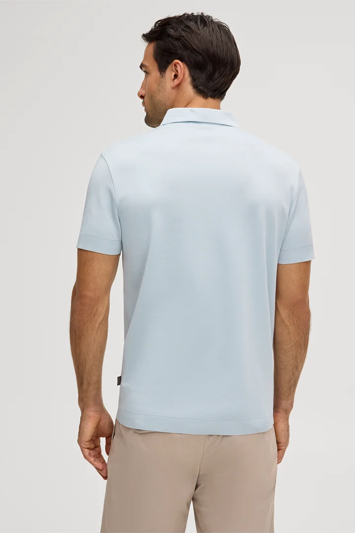 Floro cotton polo shirt in light blue