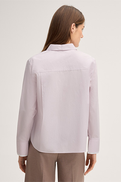Popeline-Baumwoll-Hemdbluse in Rosé