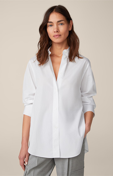 Poplin Cotton Shirt-style Blouse in White