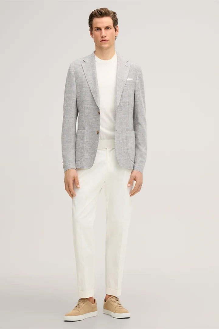 Giro cotton blend jacket with linen in marl grey