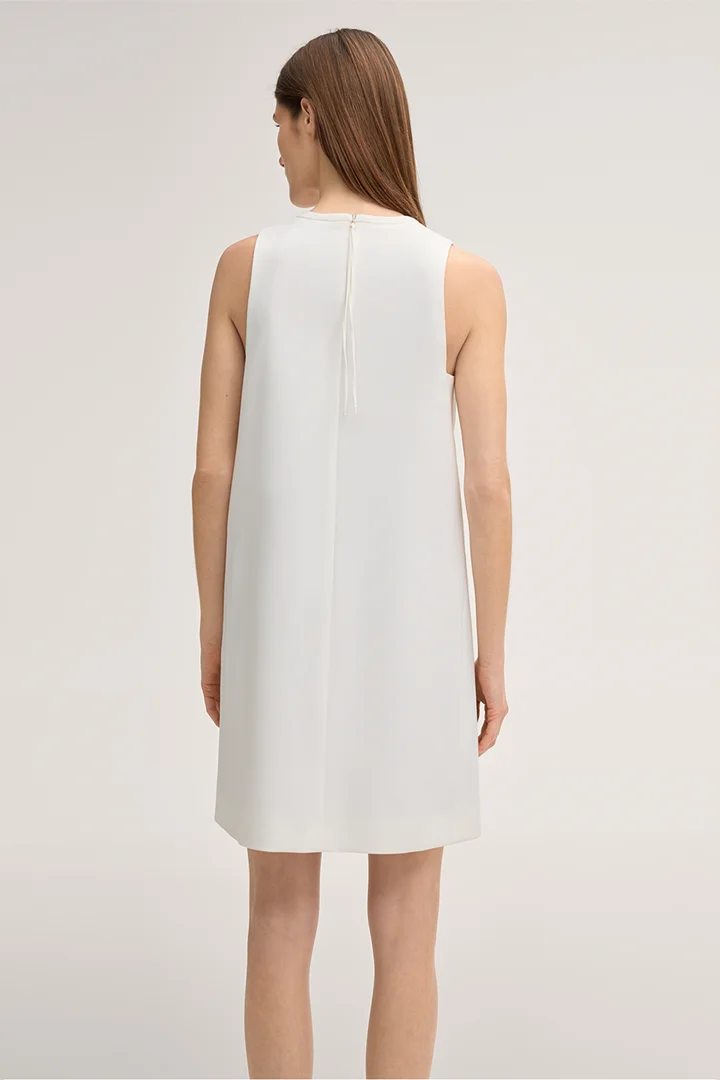 Crêpe-Kleid Loose Fit in Ecru