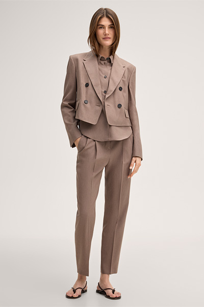 Lyocell hem blouse top in brown