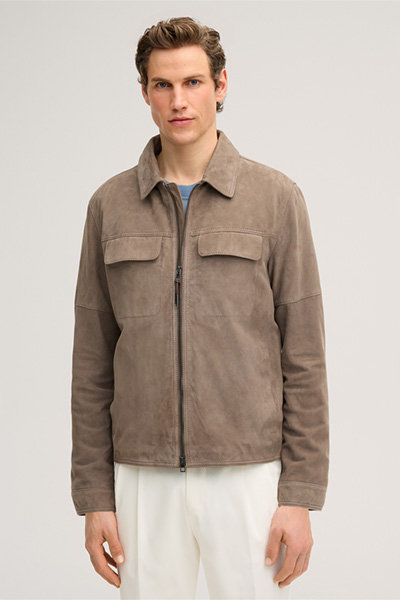 Blouson en cuir Pesaro, en gris