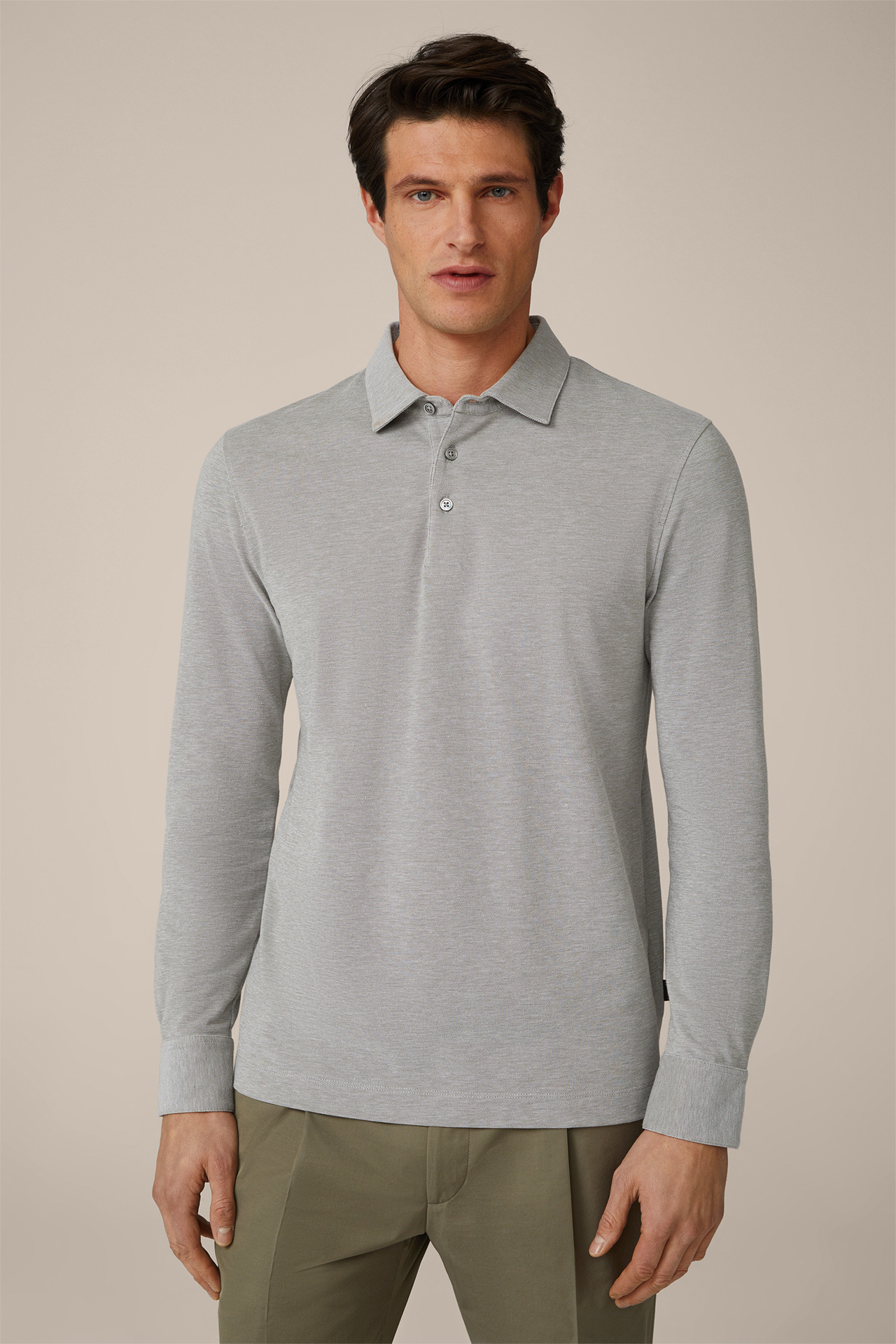 T-shirt à manches longues en coton Patrizio, en gris chiné