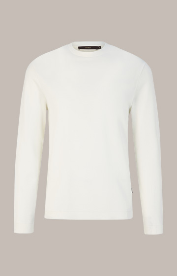 Baumwoll-Langarm-Shirt Frido in Weiß