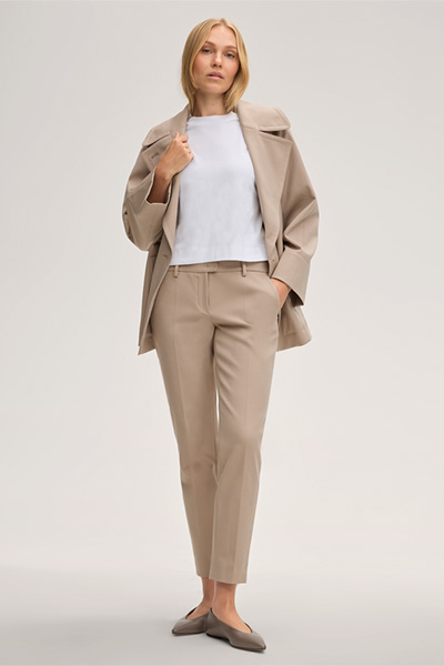 Baumwoll-Interlock T-Shirt cropped in Weiss