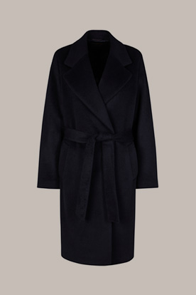 Brushed Alpaca Mix Dress Coat in Navy