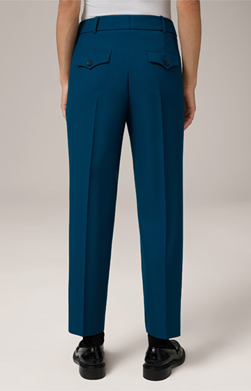 Virgin Wool Twill Suit Trousers in Petrol