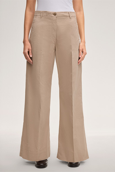 Baumwollstretch-Palazzo-Hose in Taupe