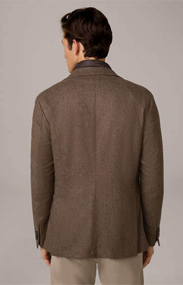 Triest Wool Blend Jacket with Cashmere and Inlay in Brown