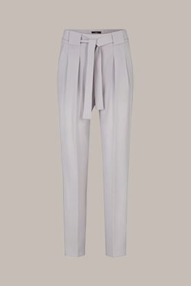 Crêpe Pleat-front Trousers in Light Grey