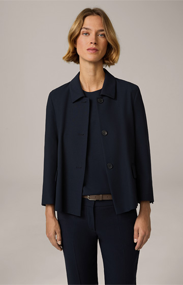 Crêpe Blazer Jacket in Navy