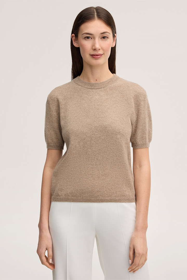 Führt zu Produktdetailseite „Cashmere-Kurzarm-Shirt in Taupe"