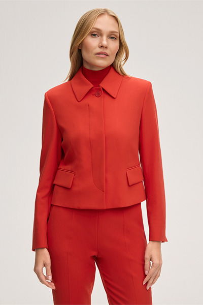 Crêpe-Blazer-Jacke in Rot