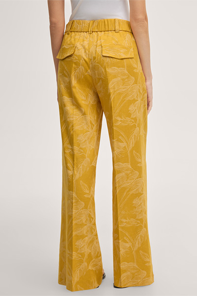 Viskose-Leinenmix-Palazzo-Hose in Gelb