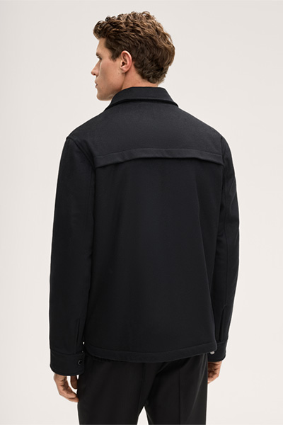 Emilio Wool Blend Jacket with Cashmere in Black
