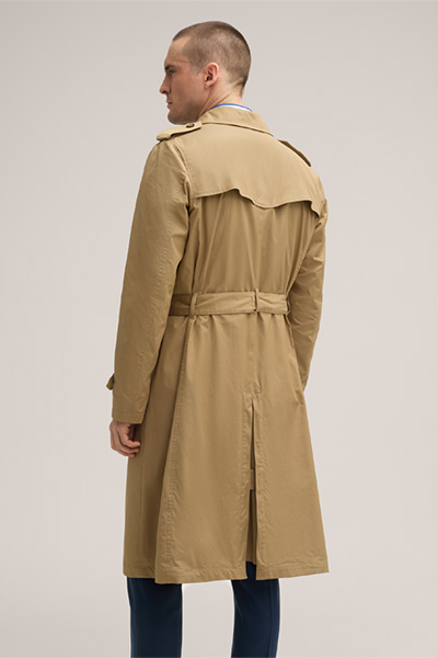 Trento Travel Trench Coat with Tie Belt in Camel