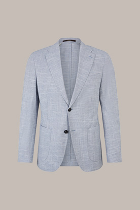 Veste de costume modulable Giro à teneur en laine et lin, en bleu à motif