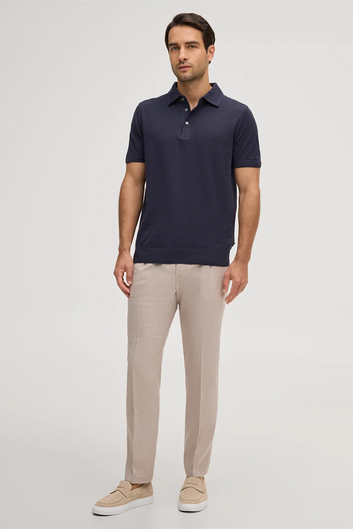 Führt zu Produktdetailseite „Leinenstretch-Baukasten-Hose Silvi mit Bundfalte in Beige"