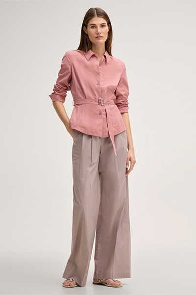 Pantalon en coton Marlene à pinces, couleur taupe