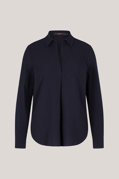 Chemisier en crêpe de laine, en bleu marine