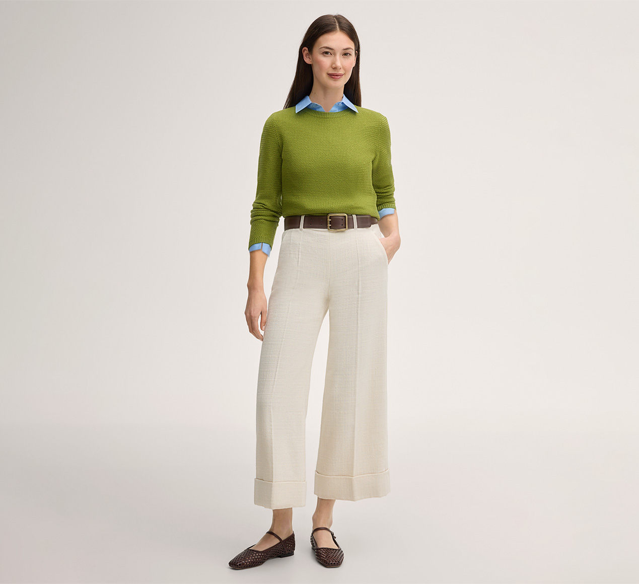 windsor. présente le produit Pull-over en tricot de laine mérinos, en vert de la catégorie Tricot