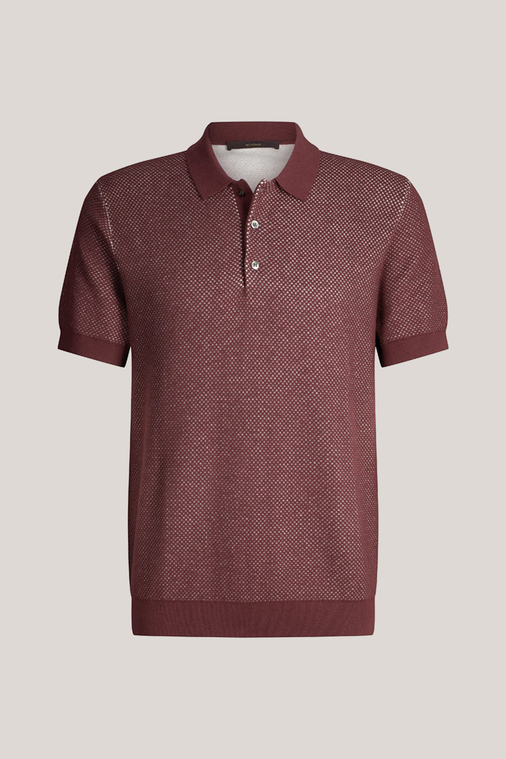 Baumwoll-Polo-Shirt Cashmilo mit Cashmere und Seide in Bordeaux Rot strukturiert