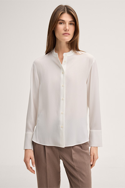 Crepe-Hemd-Bluse in Ecru