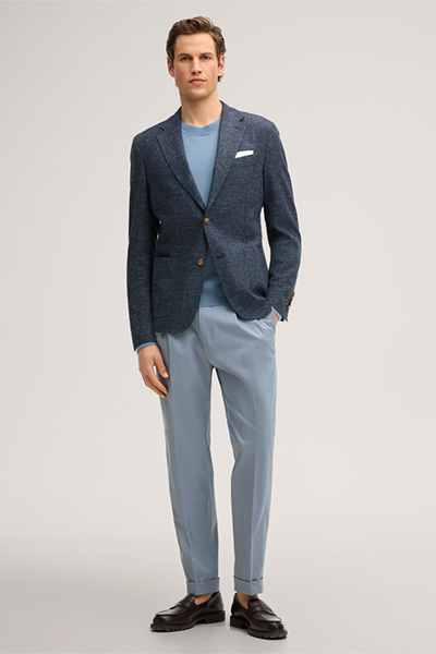 Giro Jacket in a Cotton Blend with Linen in Navy Melange