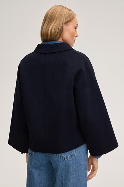 Schurwoll-Doubleface-Jacke in Navy