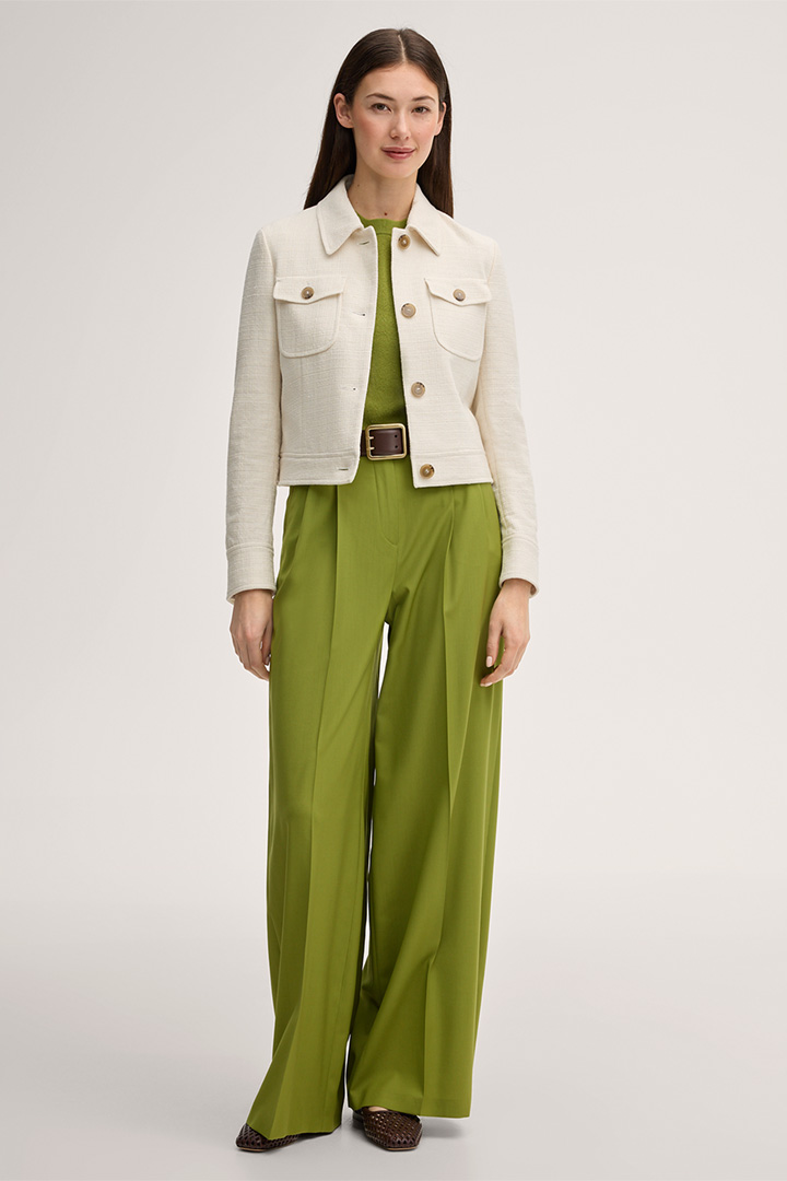 Führt zu Produktdetailseite „Baumwollmix-Kurz-Blazer-Jacke in Ecru"