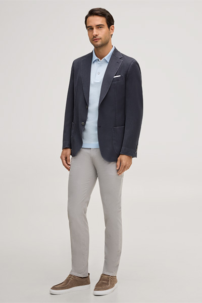 Frosted Wool Jacket Manolo in Navy