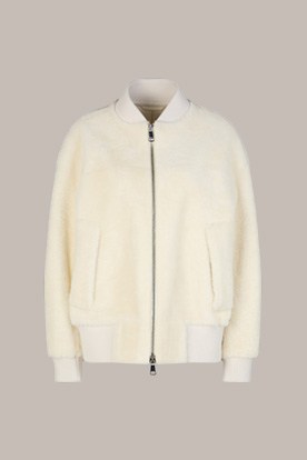 Lammfell-Blouson-Jacke in Ecru