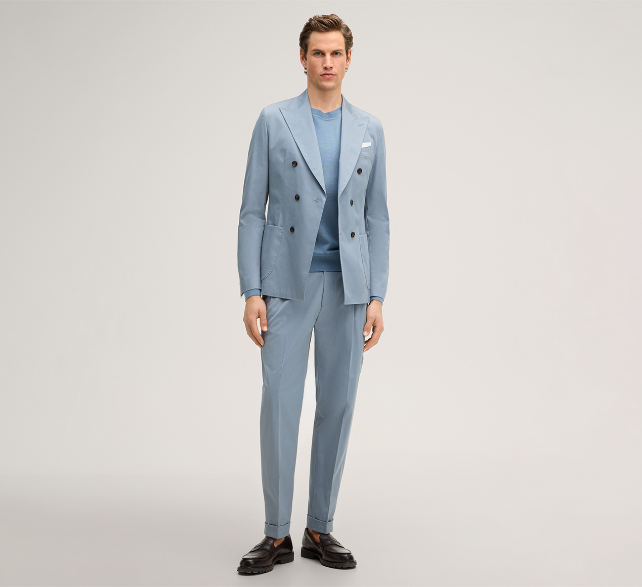 windsor. präsentiert das Produkt Strick-Pullover Nando mit Cashmere und Seide in Hellblau aus der Kategorie Strick