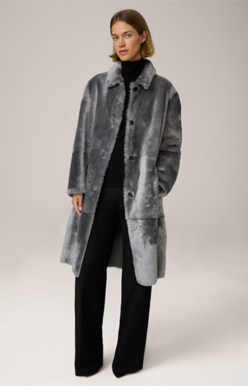 Reversible Lambskin Coat in Grey