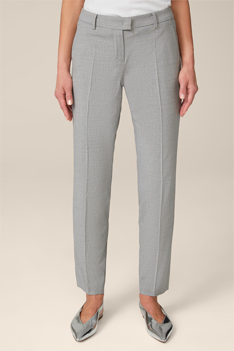 Wool Blend Suit Trousers in Light Grey Melange