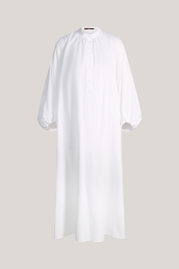 Führt zu Produktdetailseite „Baumwoll-Kleid in Maxi-Länge mit Stehkragen in Weiß"