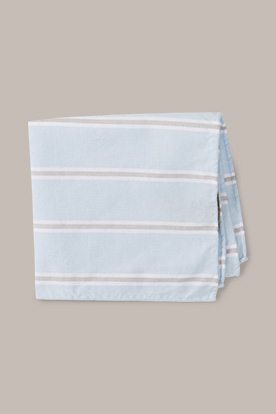 Einstecktuch aus Baumwolle in Hellblau-Grau gestreift