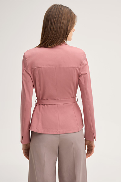 Baumwollstretch-Gabardine-Hemdbluse mit Gürtel in Rosa