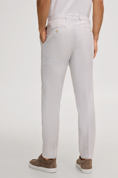 Silvi stretch linen modular trousers with pleat on the waistband in light grey