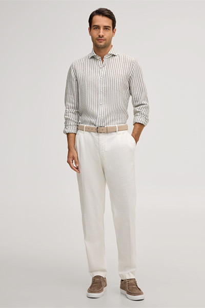 Flero linen-blend trousers with cotton in white