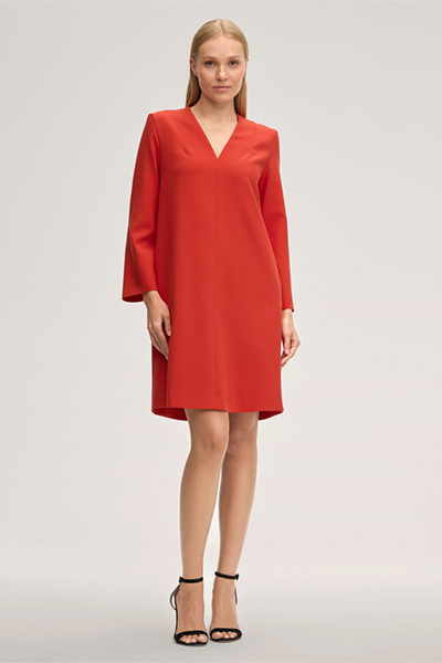 Crepe-Shift-Kleid in A-Linie in Rot