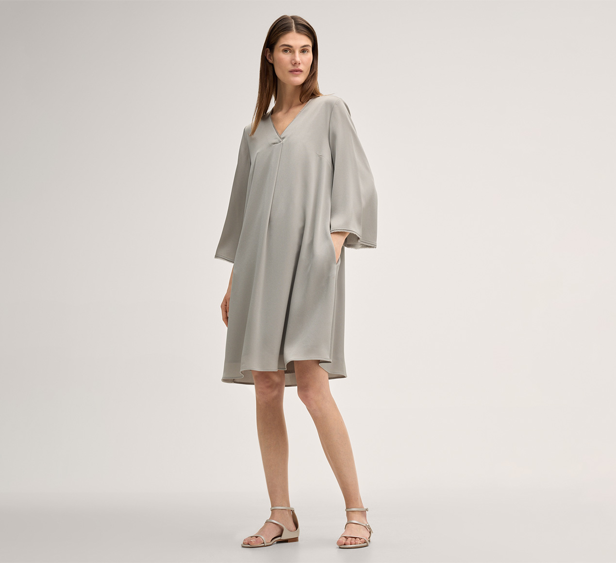 windsor. presents the product A-line Crêpe Dress in Greige from the category Dresses & overalls