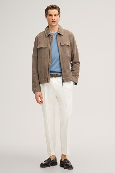 Blouson en cuir Pesaro, en gris
