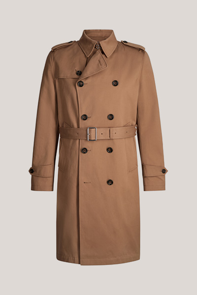 Baumwoll-Doppelreiher-Trenchmantel Trento in Camel