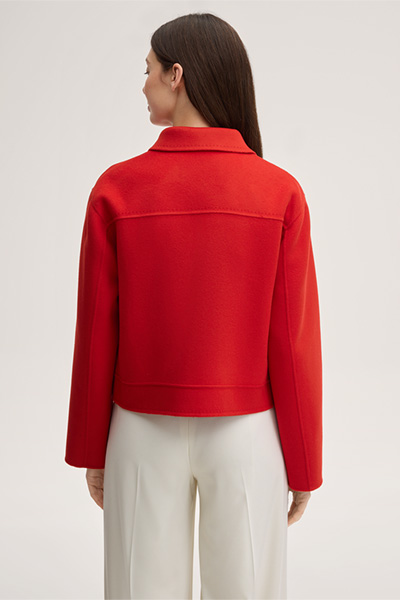 Double-breasted Jacket in Double-face Virgin Wool in Red