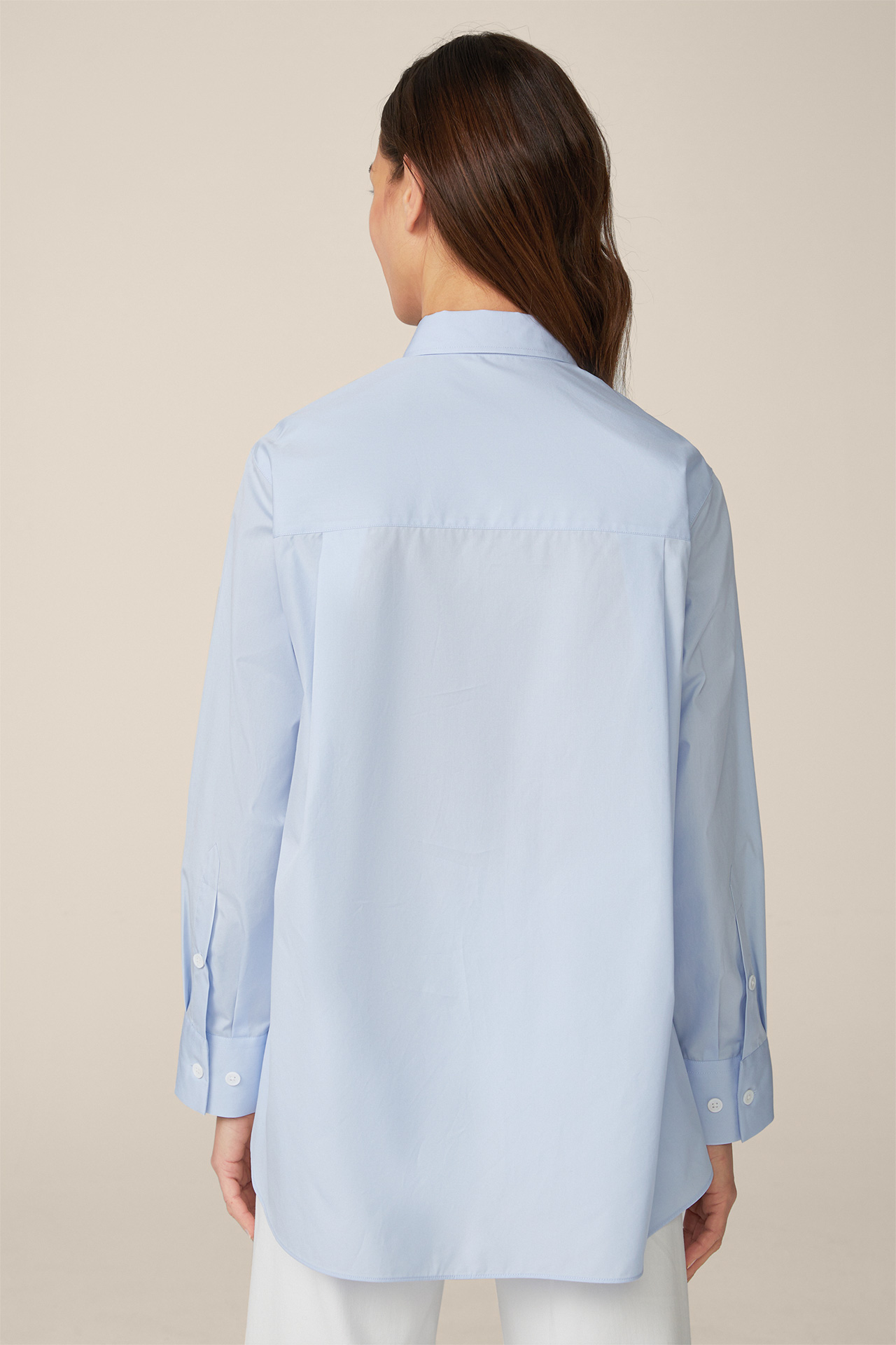 Poplin Cotton Shirt-style Blouse in Light Blue